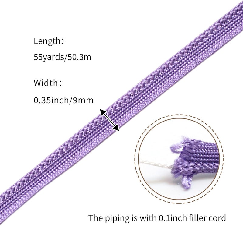 YRCLASYTRIM 0.35inch,(55Yards) Sewing Piping Trim,Shining Polyesterter Cord Trim,for Sewing Clothing,Hometextile, Decoration DIY Crafts Edge Piping Embellishments,30Colour (Dahlia Purple) - Image 2